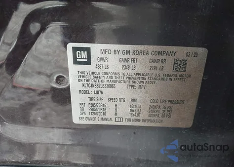 2020 Chevrolet Trax Awd Ls from USA, damaged, VIN KL7CJNSB2LB336065